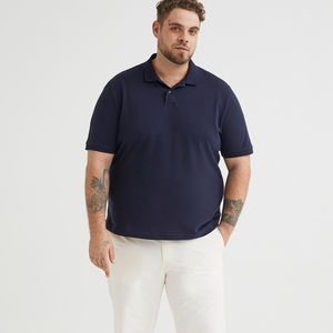 Vente en gros de t-shirts polo surdimensionnés 100% coton pour hommes à manches courtes tissu tricoté d'été imprimé solide taille XL anti-boulochage en vrac - Product Image 1