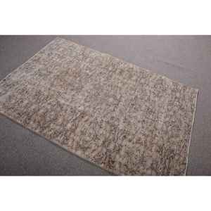 Alfombra Turca Vintage, Alfombra de 4,2x6,2 pies, Alfombra de Lana con Puntos Marrones y Grises - Product Image 4