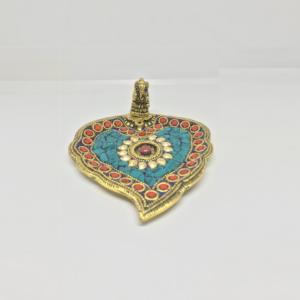 Porte-encens doré en métal de qualité supérieure, Design feuille de Ganesh (doré) - Product Image 1