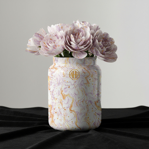 Jarrón de Flores de Hierro de Primera Calidad, Moderno y Lujoso, con Estampado de Mármol Esmaltado, para Decoración del Hogar, Restaurantes y Bodas - Product Image 3