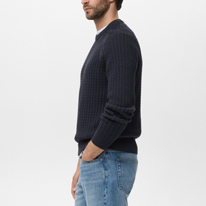 Pull en coton 100% tricoté à la main, coupe décontractée, couleur unie, pour homme, tendance, respirant, chaud, col rond, devant - Product Image 6