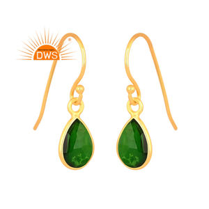 Mejor Venta de plata esterlina chapado en oro doblete cromo diópsido cuarzo piedras preciosas pendientes colgantes Demi joyería fina fabricante - Product Image 1