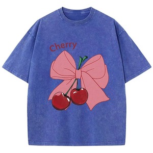 Flocage T-shirts haute qualité 100% coton lavage à l'acide séchage rapide Anti-boulochage solide blanc à manches courtes col rond femmes T-Shirts - Product Image 4