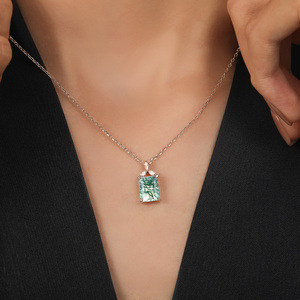 สร้อยคอเจลิยา วินเทจ โคลเวอร์ มอส อาเกต พร้อมสายโซ่ทองเหลืองชุบโรเดียม - Product Image 6