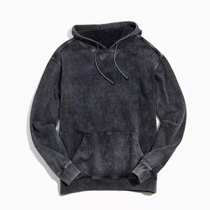 Patch work cropped pullover no <b>strings</b> hoodie Custom design acid wash vintage cotton distressed embroidery patch <b>Hoodies</b> - Product Image 5