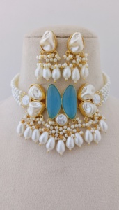 Conjunto de collar de mini borla de perlas chapado en oro de alta calidad estilo Nazaakat latón pesado bambú producto a granel hecho Material Premium - Product Image 3