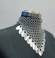 Collier de cotte de mailles fait à la main et tour de cou médiéval ensemble anneau en aluminium pour Ren Fair Festival tenue modèle en métal