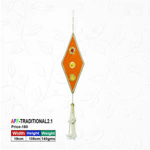 ใบไม้ประดับเพชรสีส้มแบบดั้งเดิมที่ทำด้วยมือ - Product Image 1