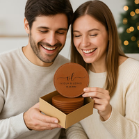 6 sous-verres en cuir personnalisés avec support sous-verres ronds personnalisés sous-verres en cuir gravés pendaison de crémaillère et cadeau de mariage