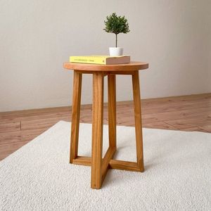 Smooth finished mango wood <b>side</b> <b>table</b> with minimalist curves ideal for compact areas and clean interior lines - Product Image 4