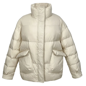 Haute qualité femmes hiver col montant doudoune respirant peau de mouton personnalisé mode solide motif coton tricoté - Product Image 2