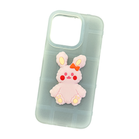Coque de téléphone carrée en TPU avec couverture de téléphone en silicone transparente Adorable protecteur de conceptions en forme d'animal pour iPhone 15 Pro Max