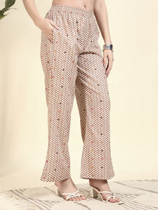 ชุดเซ็ตคุร์ตีผ้าฝ้ายพรีเมียมลายดอกไม้ แขนสามส่วน คอจีน ชายเสื้อผ่าข้างสั้น สไตล์ฤดูร้อน พร้อมกางเกงปาลาซโซ่ สำหรับผู้หญิง |   ระบายอากาศได้ - Product Image 5