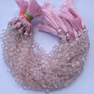 Cuentas de cuarzo rosa Natural en forma de corazón, cuentas de Briolette facetadas para fabricación de joyas, collar, pulsera, DIY, 6mm, 8mm, 10mm - Product Image 1