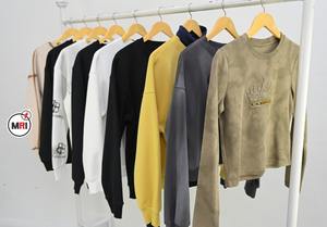 Venta al por mayor 100% sudaderas de lana de algodón camisas de invierno de manga larga cortas únicas transpirable sostenible 3D impreso bordado 3D - Product Image 6