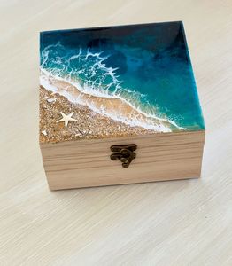 Caja de Joyería Artística de Madera de Resina, Hecha a Mano, Regalo de Boda, Decoración del Hogar, Almacenamiento, Navidad, Día de San Valentín, Fiesta - Product Image 3