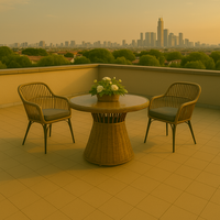 Ensemble moderne de table basse et 2 chaises en polyrotin avec rotin PE pour salon et jardin