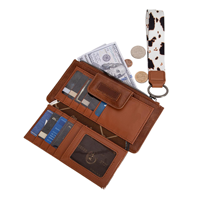 Portefeuille long vintage occidental en similicuir à motif vache, pochette de luxe en similicuir à motif pour femme, porte-cartes et porte-téléphone