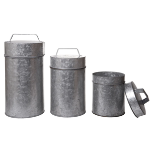 Contenedores de almacenamiento de botes galvanizados de granja para café, té y azúcar en diseño de hierro galvanizado y madera - Product Image 5