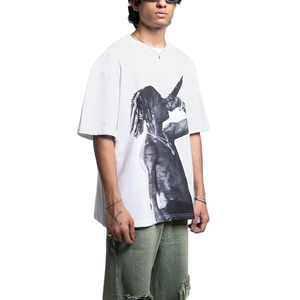 Premium Eco-Friendly Oversized Men Printed T-Shirt Street Style <b>Graphic</b> <b>Tee</b> Loose Baggy Fit 100% Cotton Jersey Quick Dry Summer - Product Image 3
