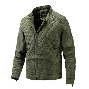 Chaqueta cortavientos de invierno a la moda para hombre, chaqueta ajustada de rejilla gruesa con cierre de cremallera, a prueba de viento, prendas de vestir informales de otoño, abrigo Parka - Product Image 1
