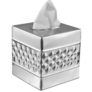 Boîte à serviettes finie argentée exquise porte-serviettes en métal au design unique pour salle de bain hôtel ou maison à usage décoratif - Product Image 1