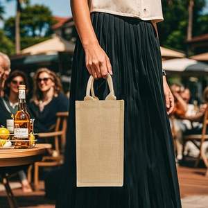 Custom Made Jute Bottle Tote <b>Bags</b> <b>Christmas</b> Party Carry <b>Bag</b> with Logo Environmentally Friendly Canvas <b>Shopping</b> <b>Bags</b> Bangladesh - Product Image 3