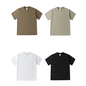 Alta calidad 320gsm 100% algodón pesado de gran tamaño hombro caído sólido manga corta Camiseta de cuello redondo en blanco ajuste limpio para hombres - Product Image 5