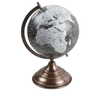 Soporte de globo de aluminio con acabado vintage de 48cm, diseño de mapa del mundo de mármol de 48cm, decoración de oficina para entusiastas de la geografía - Product Image 2