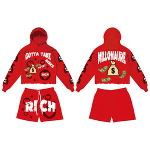 Conjunto de pantalones cortos con capucha personalizable para hombre conjuntos de camisetas elegantes de algodón de alta calidad nuevo conjunto de camisa de pantalones cortos transpirables con estampado 3D - Product Image 6