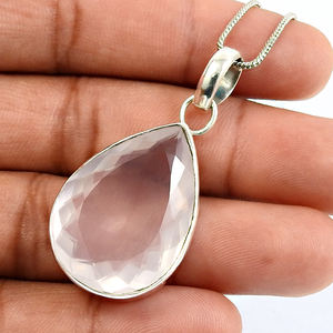 Magnifique look 925 argent Sterling naturel Rose Quartz pierre précieuse forme de larme Boho pendentif bijoux faits à la main prix d'usine direct - Product Image 2