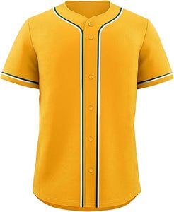 Camiseta de Béisbol Lisa para Hombre y Mujer, Personalizable, Estilo Hip Hop, con Botones - Product Image 1