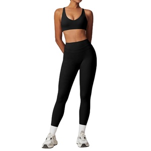Newest Bra and <b>Shorts</b> Active Tight Fitting <b>Short</b> Top Casual Fitness <b>Trousers</b> Set Halter Accept OEM Service Gym Clothing - Product Image 1