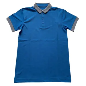 批发高品质定制标志素色马球男式t恤比赛衣领和袖口t恤