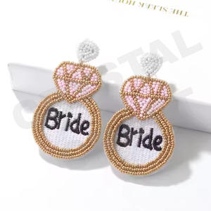FREM Beaded Earrings for Women Patriotic Orange White Blue Colour for <b>Wedding</b> or Memorial Day - Product Image 2