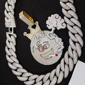 925 plata esterlina tierra fumar colgante Moissanite colgante pulgadas para pedido personalizado y colgante de Hip Hop - Product Image 1