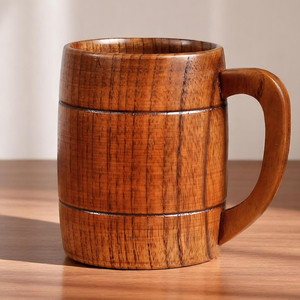 Prix raisonnable Naturel Brillant Bois Fini Taille Personnalisée Chope À Bière En Bois Avec Poignée Logo Personnalisable Pour La Maison Vaisselle Déco - Product Image 2