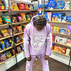 Chándal sólido de invierno para hombre Stacked Flare, estampado bordado desgastado, chándal acampanado de algodón 100%, ligero - Product Image 6