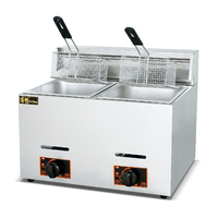 Friteuse professionnelle de cuisine Friteuse à gaz à double réservoir Comptoir de restaurant Friteuse commerciale au gaz propane pour croustilles