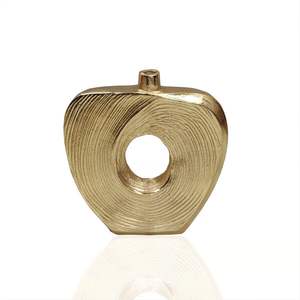 <b>Hand</b> Carved Brass-Plated Aluminum <b>Casted</b> Vase Weddings Tabletop Decorative Flower Urn in Coastal Style For Hotels Use Metal Vase - Product Image 1