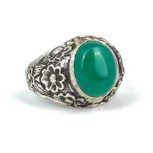 Anillo de Plata de Ley 925 para Hombre con Engaste de Ágata Verde, Bañado en Rodio, Certificado IGI, Joyería Fina para Uso Diario - Product Image 5