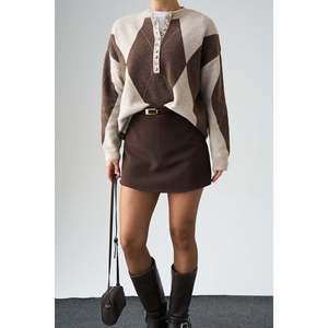 Beige-Brown Baklava Pattern <b>Sweater</b> - Product Image 1