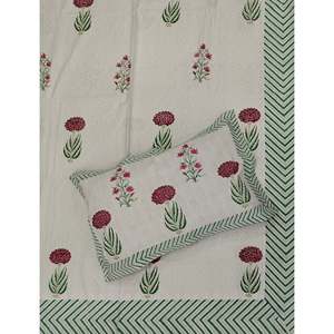100% Cotton Hand Block Printed King Size Double Bedsheet Pillow Cover Eco-Friendly Classic Style 3-Piece <b>Comforter</b> <b>Set</b> for Home - Product Image 1
