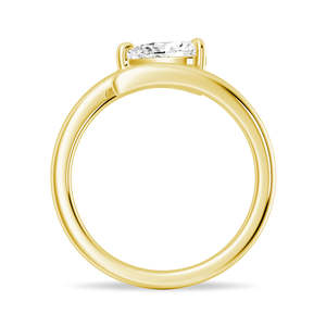 แหวนทอง14K ตะวันออก-ตะวันตกพร้อมเพชรตัดลูกแพร์ใส - Product Image 4