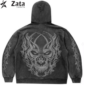 Sweat à capuche décontracté pour homme, personnalisé avec logo imprimé DTG, respirant, écologique, effet délavé soleil, design vintage, coupé-cousu - Product Image 2