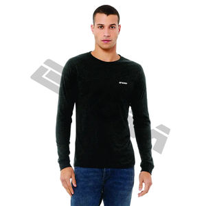 Vente en gros de chemises de loisirs à séchage rapide pour hommes, chemises d'entraînement confortables et respirantes à col rond, t-shirt à manches longues de couleur unie - Product Image 1