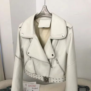 Manteau d'hiver pour femmes avec veste en cuir de style explosion Nouvelles dames Short Denim Lapel Outwear Fashion Trend Tops - Product Image 1