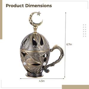 กระถางธูปชุบสีทองแบบโบราณพร้อมที่จับและฝารูปทรงกลมทำด้วยมือที่สมบูรณ์แบบสำหรับอุปกรณ์ตกแต่งบนโต๊ะในบ้าน - Product Image 2