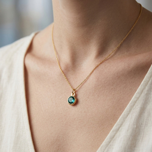 Pendentif Breloque en Zircon Cubique Émeraude avec Bélière Ronde en Argent Sterling Plaqué Or Certifié IGI – Cadeau pour Elle - Product Image 6