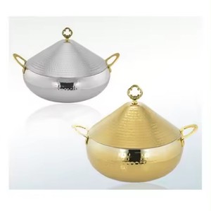 Food Serving Casserole Pots Silver and Gold Polished Classic Home Hot Pots Standard Top Quality Round Restaurant Food Casserole - Product Image 1